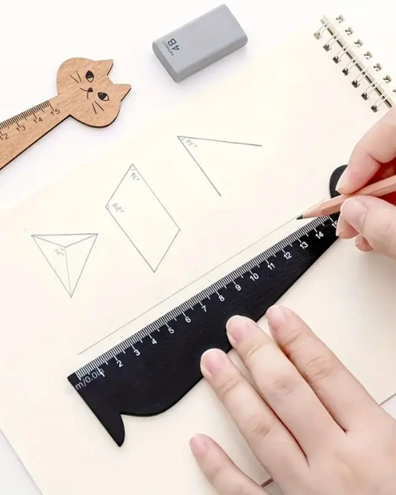 Wooden Cat Rulers in Black & Brown