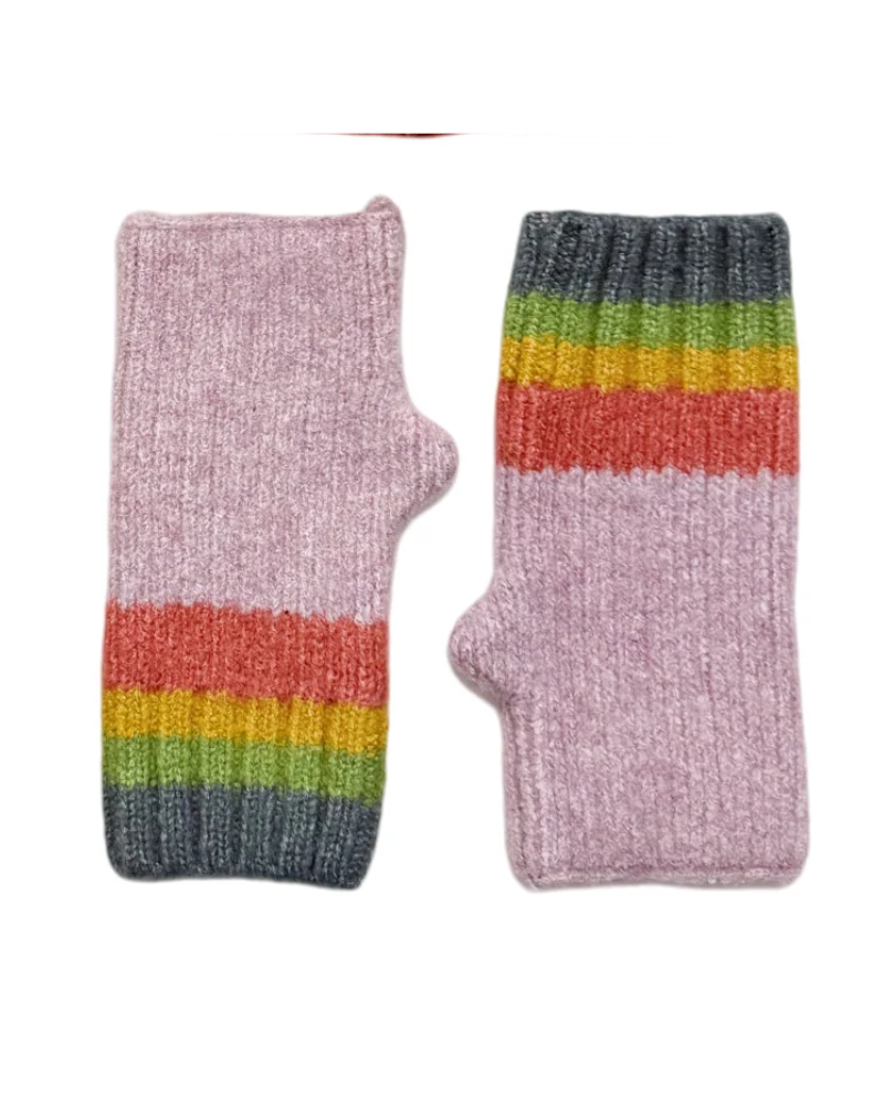 Rainbow Stripe Fingerless Gloves