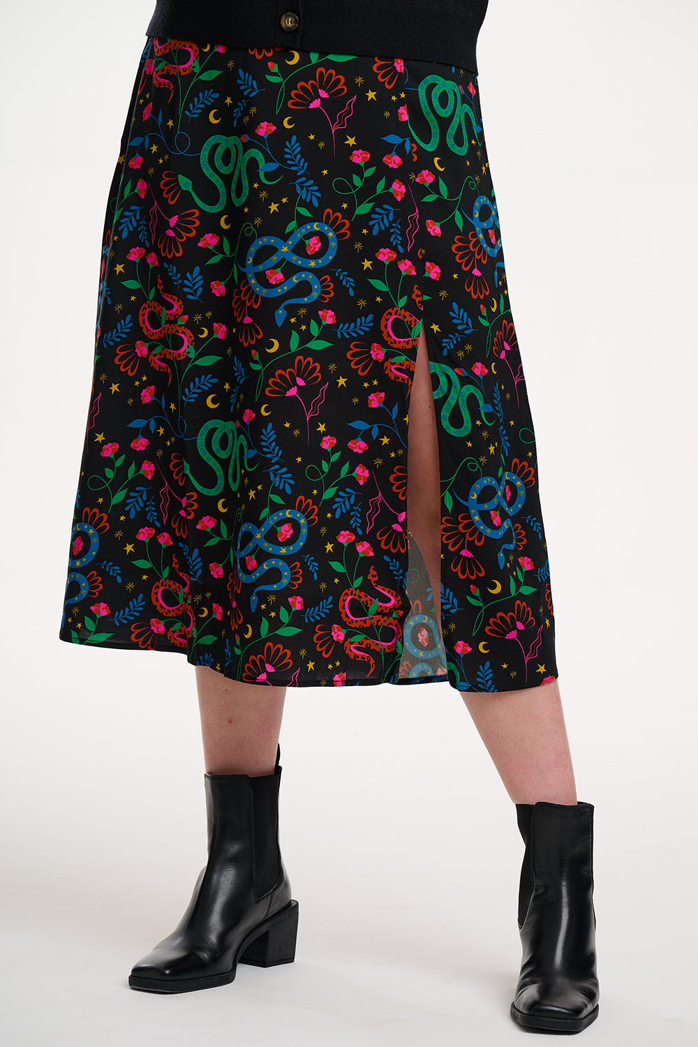 Rosalind Midi Skirt In Snake Floral