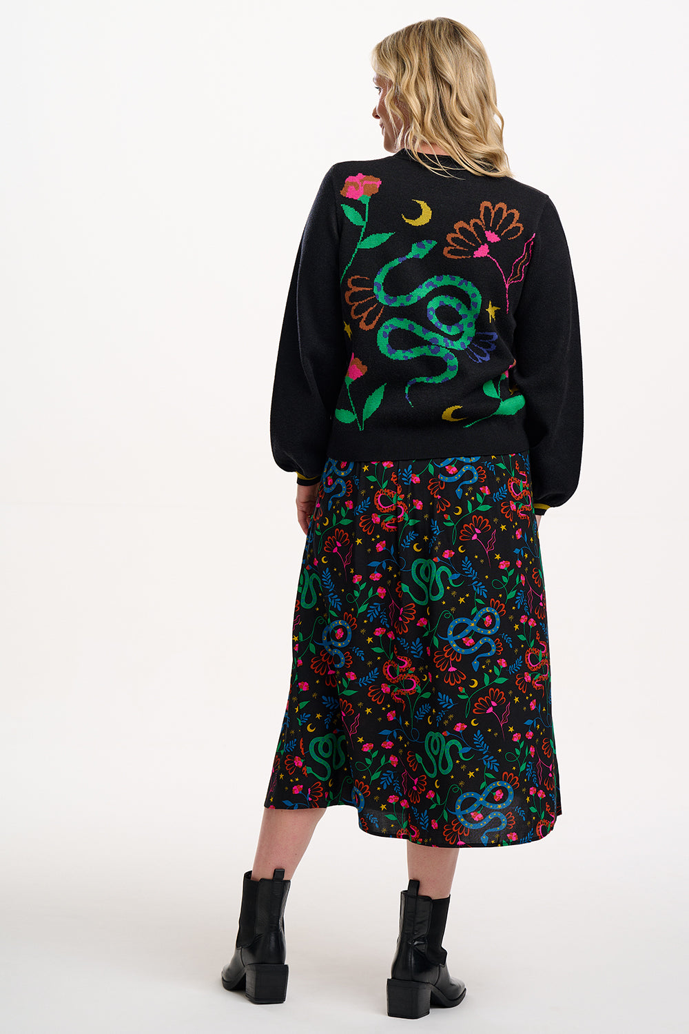 Rosalind Midi Skirt In Snake Floral