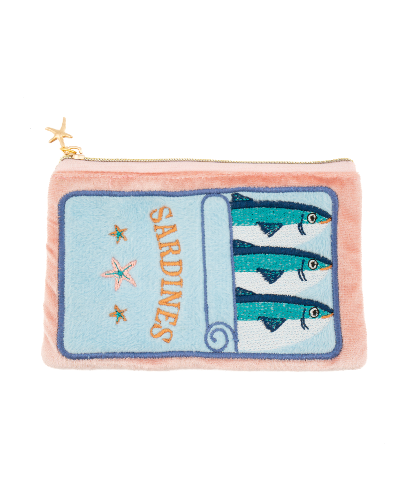 Sardines Embroidered Zipper Purse
