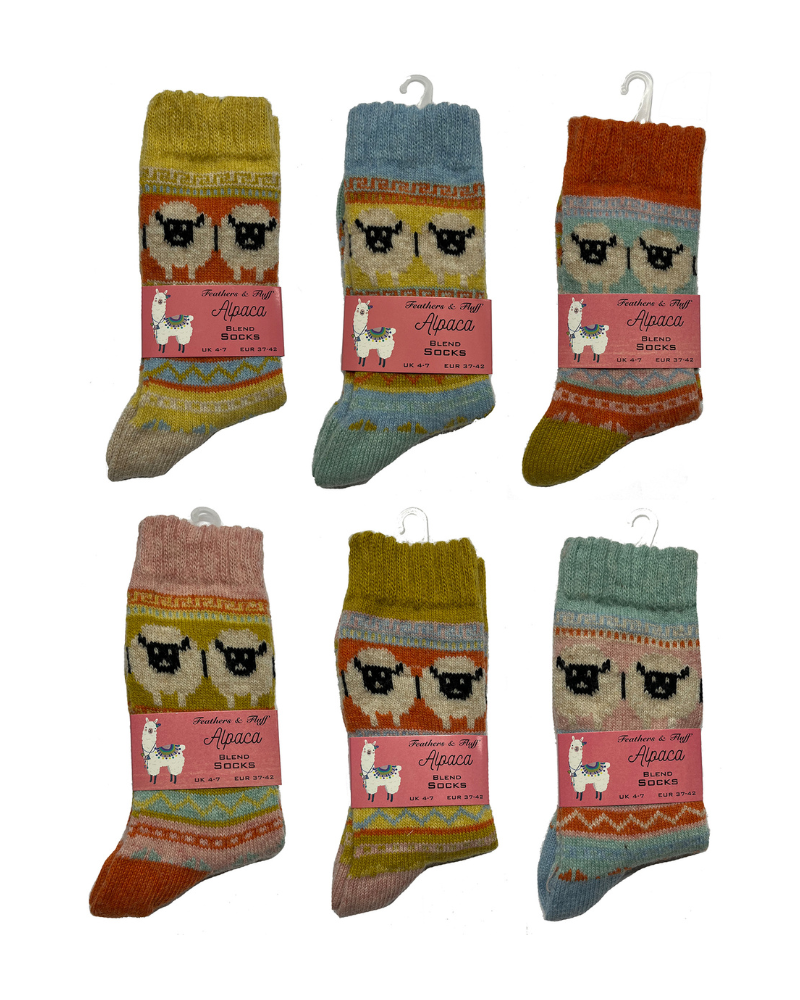Alpaca Sheep Nordic Wool Socks Assorted