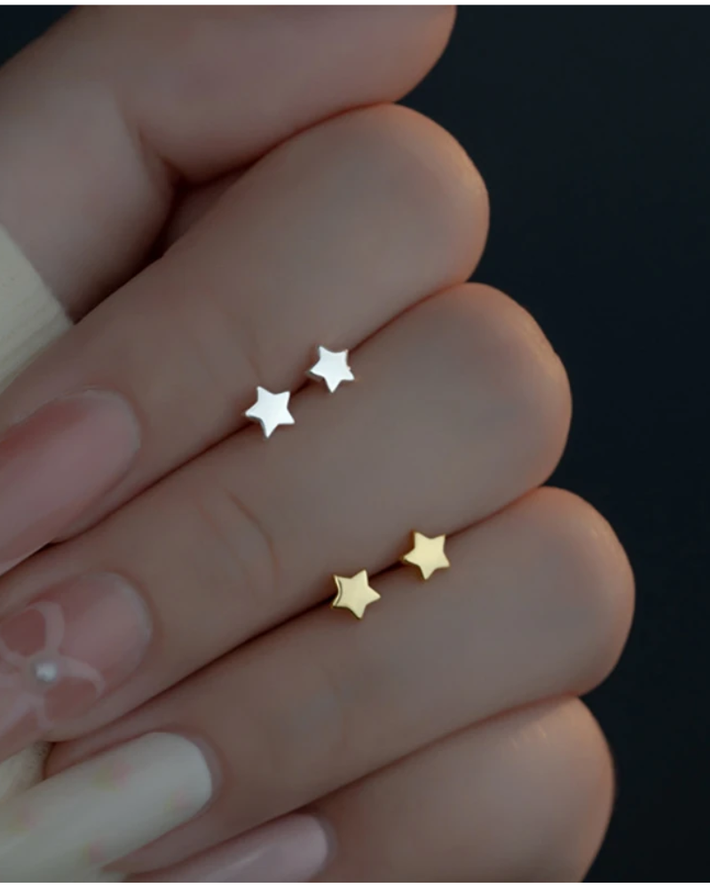 Tiny Stars Stud Earrings Gold And Silver