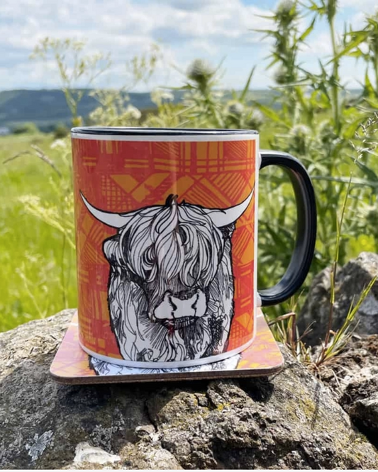 Scottish Tartan Cow Chunky Mug By Gillian Kyle