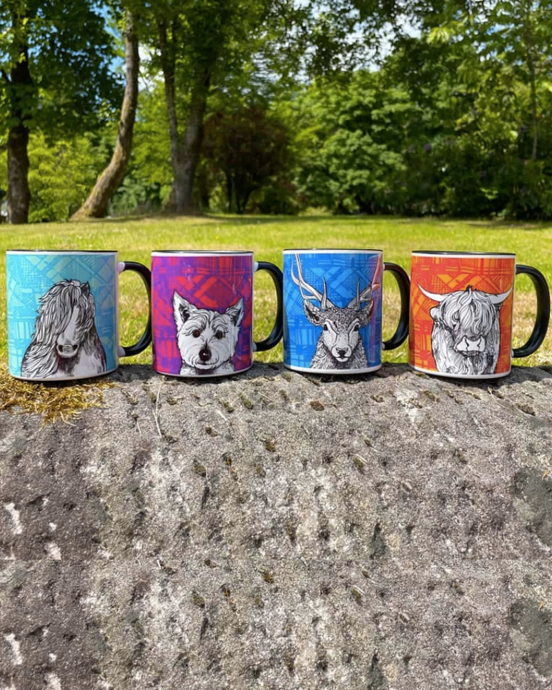 Scottish Tartan Cow Chunky Mug By Gillian Kyle