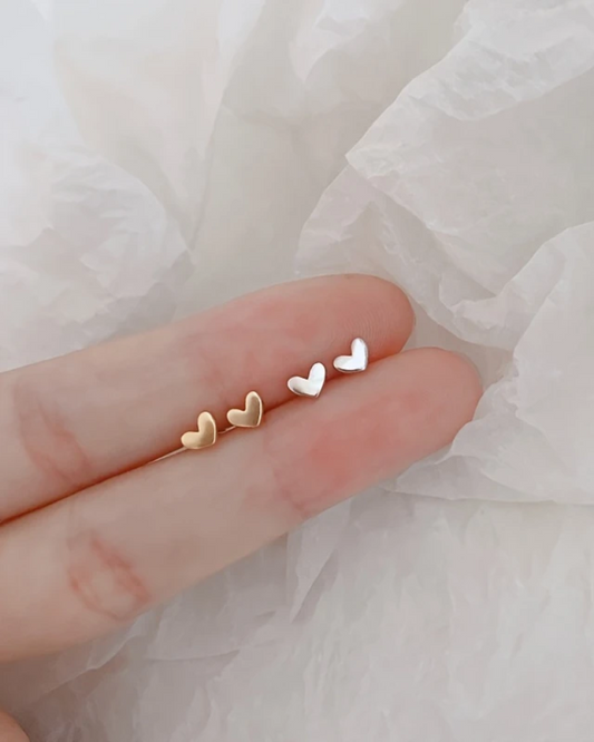 Tiny Hearts Earrings Gold And Silver
