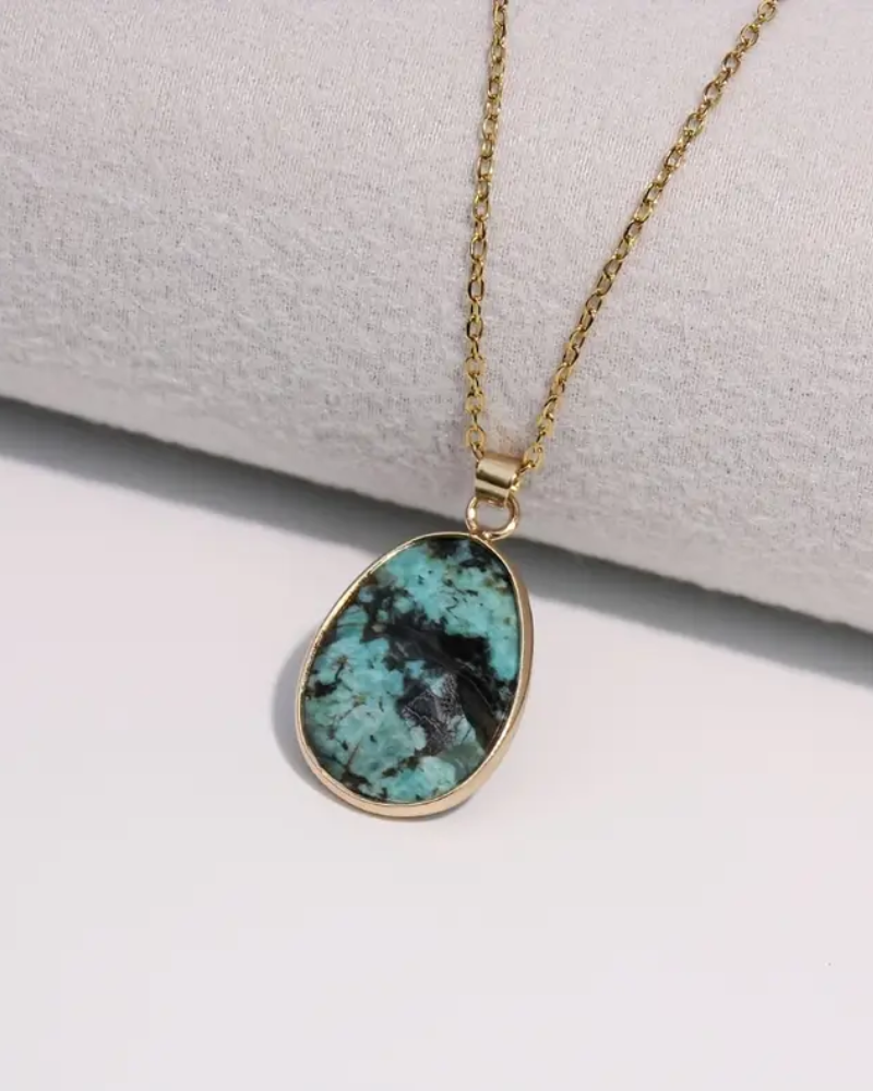 Fluorite Teardrop Gemstone Necklace