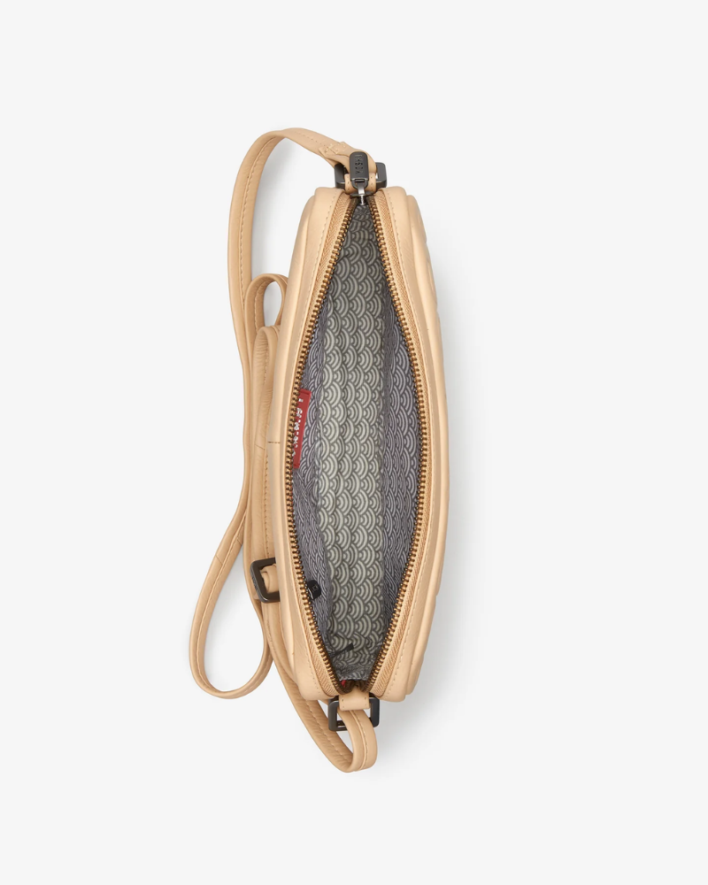Custard Cream Real Leather Crossbody Bag