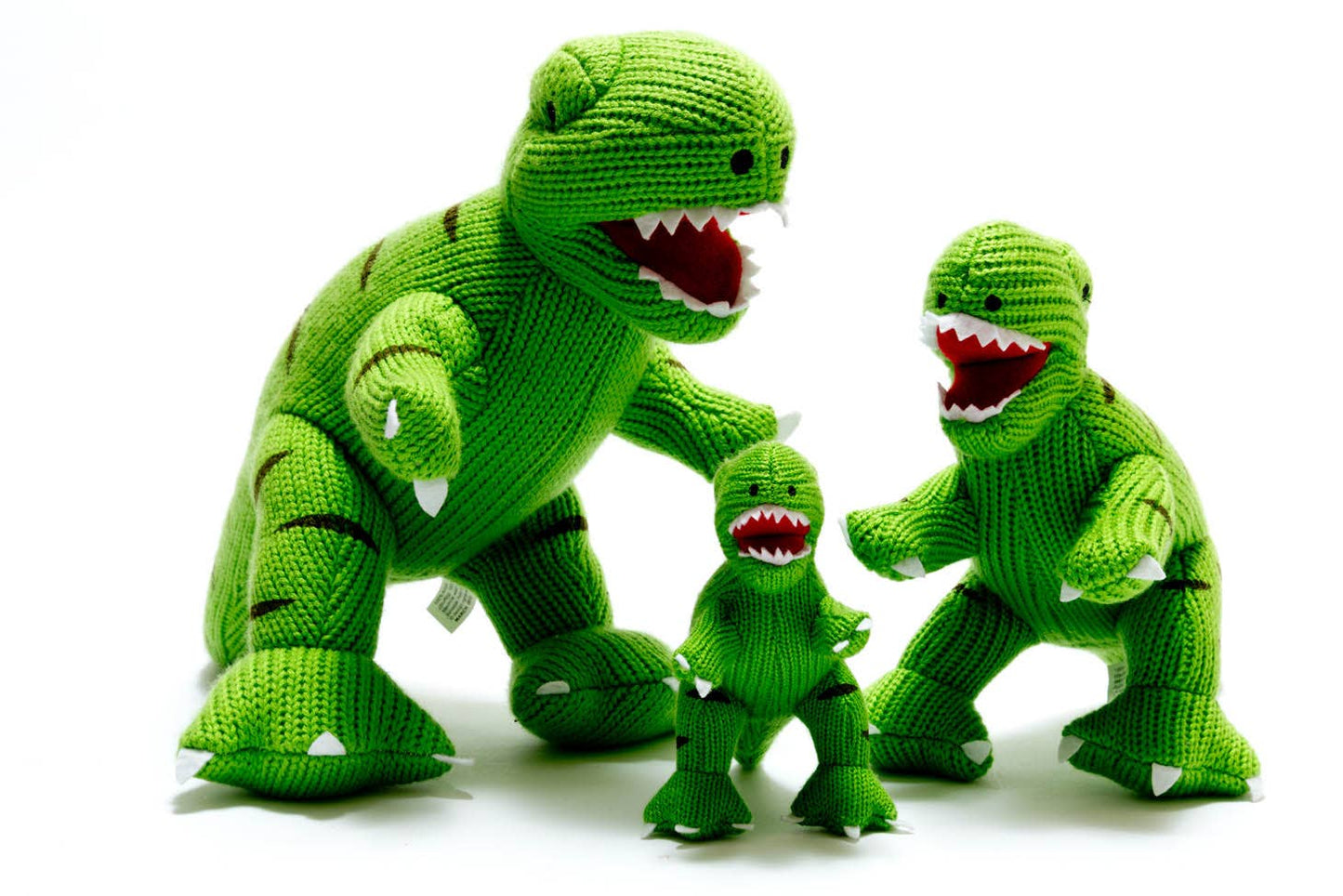 Knitted Green T Rex Dinosaur Baby Rattle