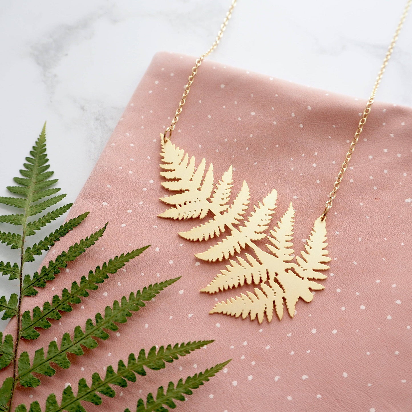Statement Gold Fern Leaf Necklace