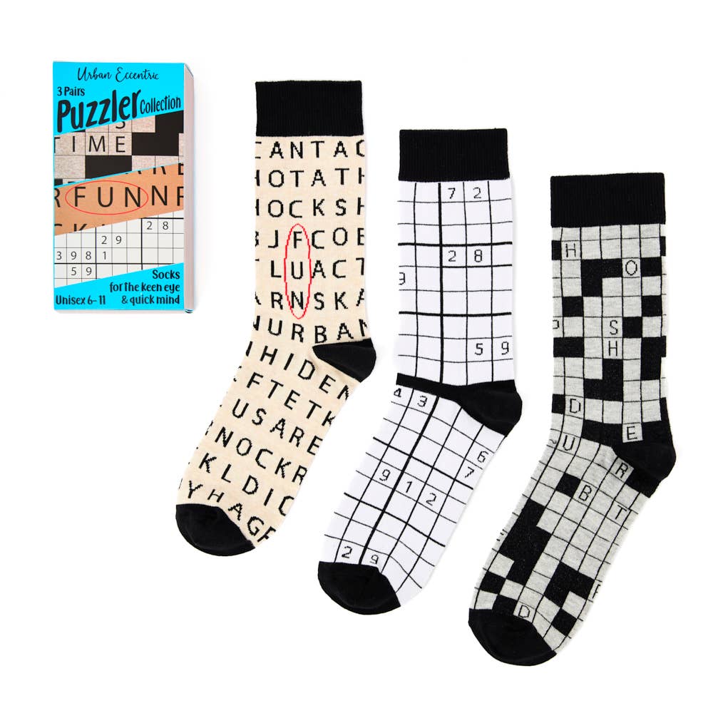 Puzzler Unisex Socks Gift Box Of 3 Pairs