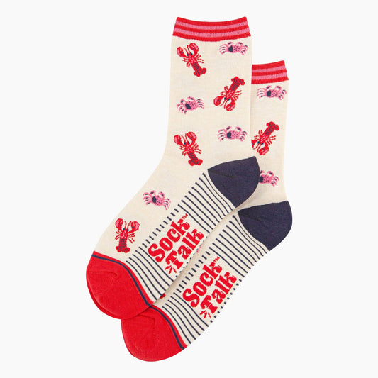 Women's Bamboo Socks - Cream, Lobster and Crab: UK 3-7 | EU 36-40 | US 5-9
