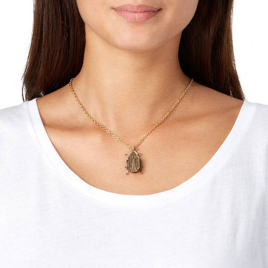 Insect Charm Necklace in Gold & Bronze