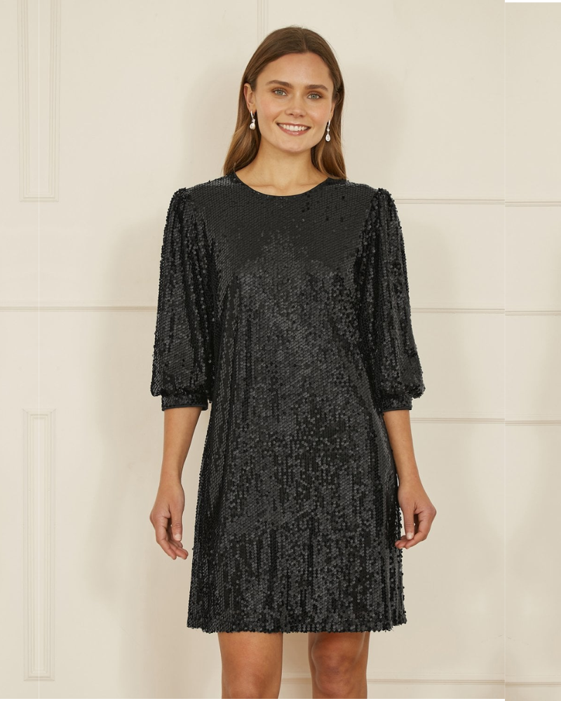 Sequinned Tunic Dress With Balloon Sleeves By Yumi