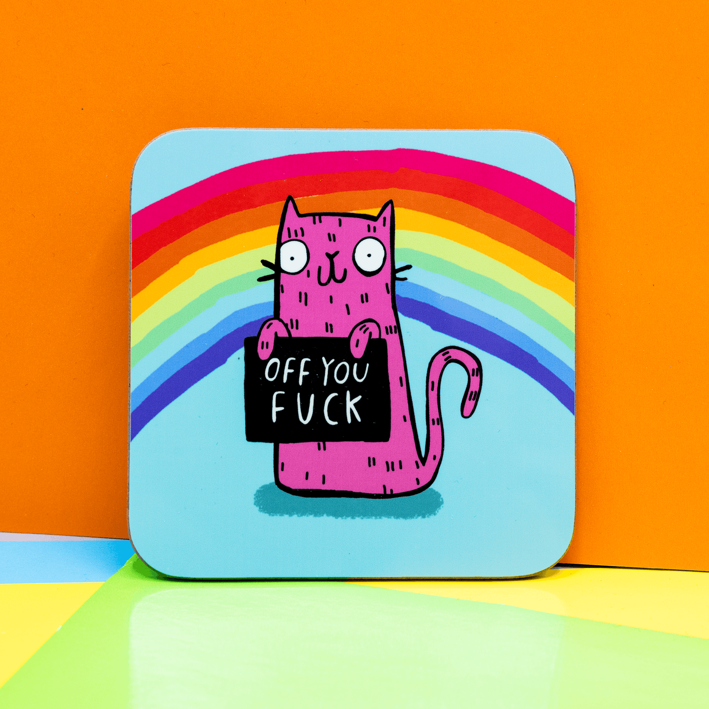 Off You F* Sweary Cat Coaster