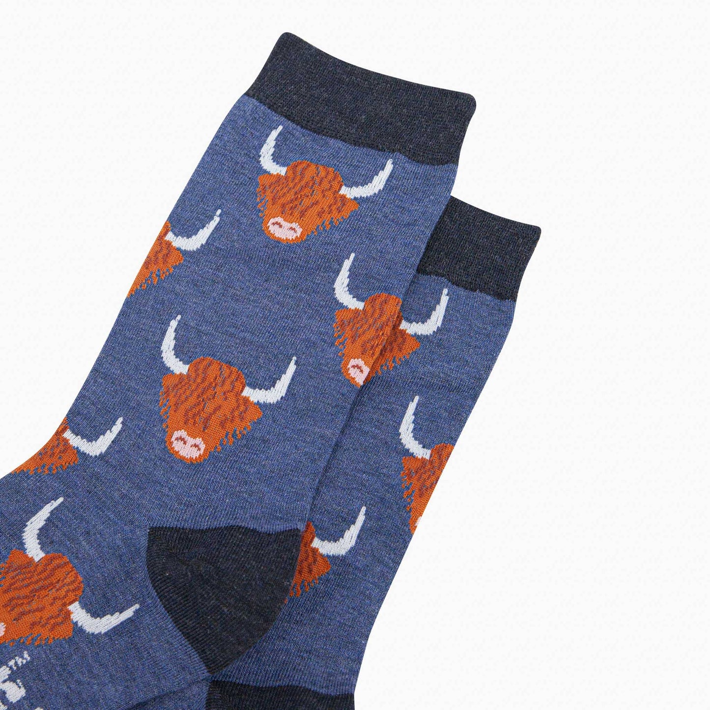 Highland Cow Denim Blue Unisex Socks