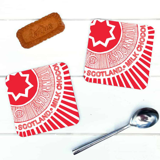 Tunnock's Tea Cake Wrapper Individual Coaster by Gillian Kyle