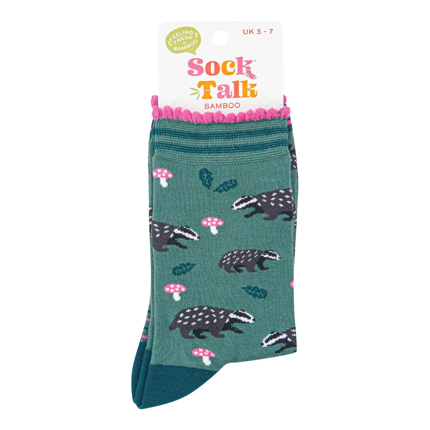 Badgers And Toadstools Green Unisex Socks