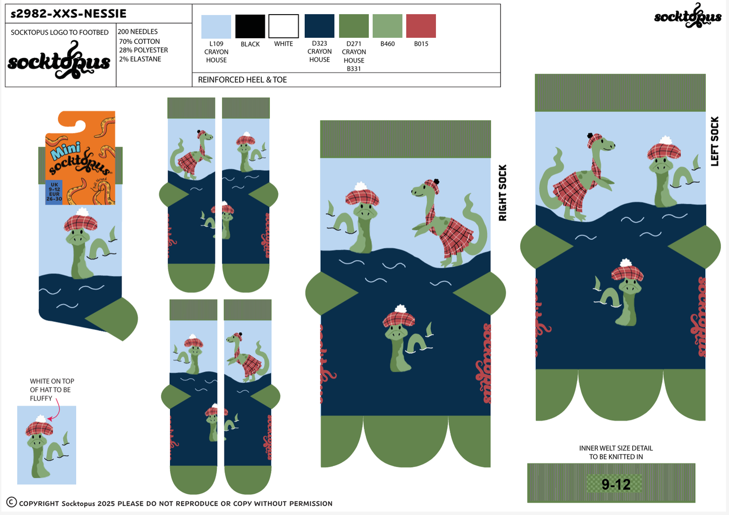 Loch Ness Monster Socks - Nessie (XS-SIZE): BLUE / XS (UK 12-3 / EU 33-36 / US 14-5)