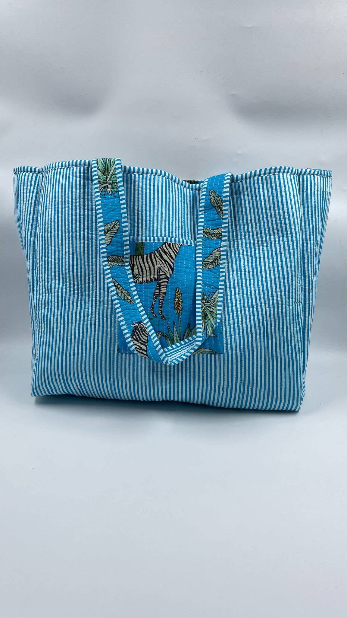 Kantha Quilted Boho Animal Reversible Tote Bag