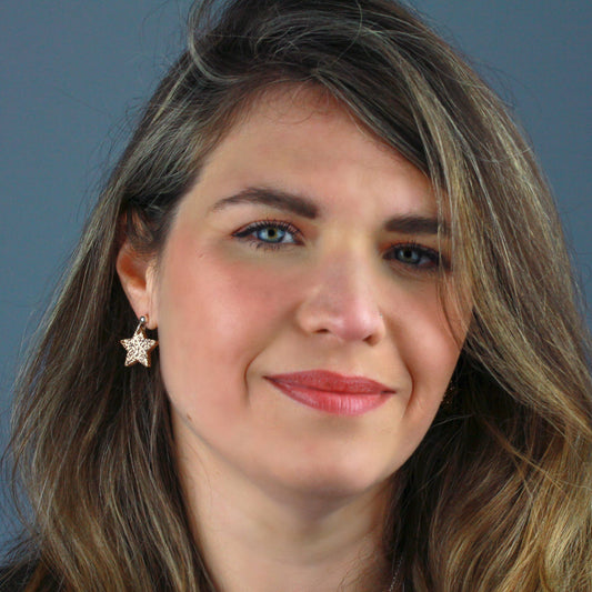 Lightning & Gold Star Glitter Studs in Lilac & Gold