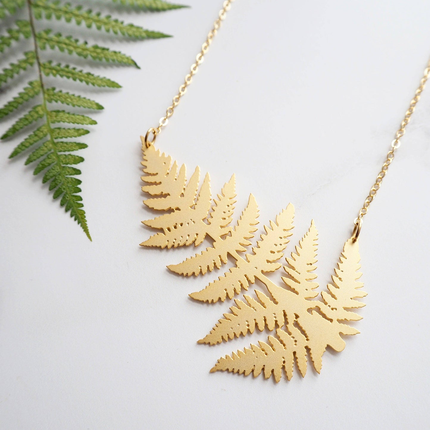 Statement Gold Fern Leaf Necklace
