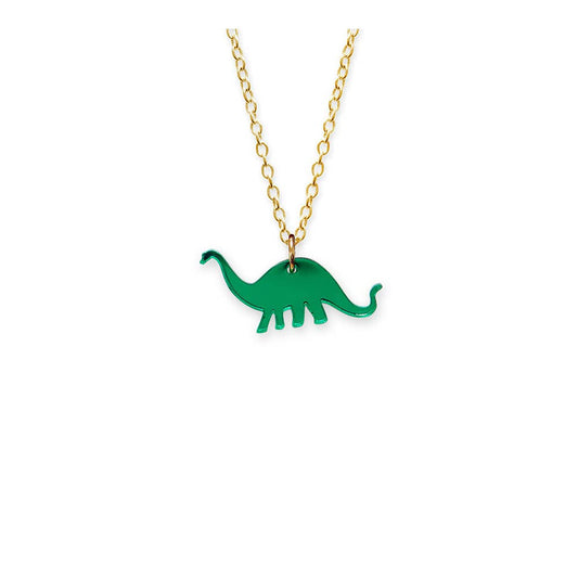Apatosaurus Charm Necklace: Green