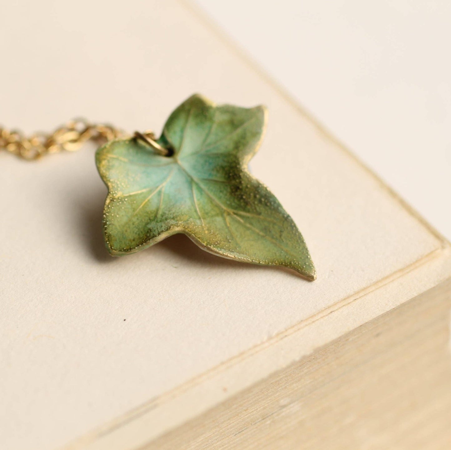 Olive Green Ivy Leaf Necklace