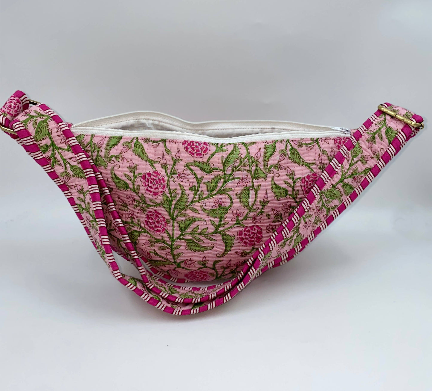 Pink Cotton Kantha Quilted Cross Body Bag