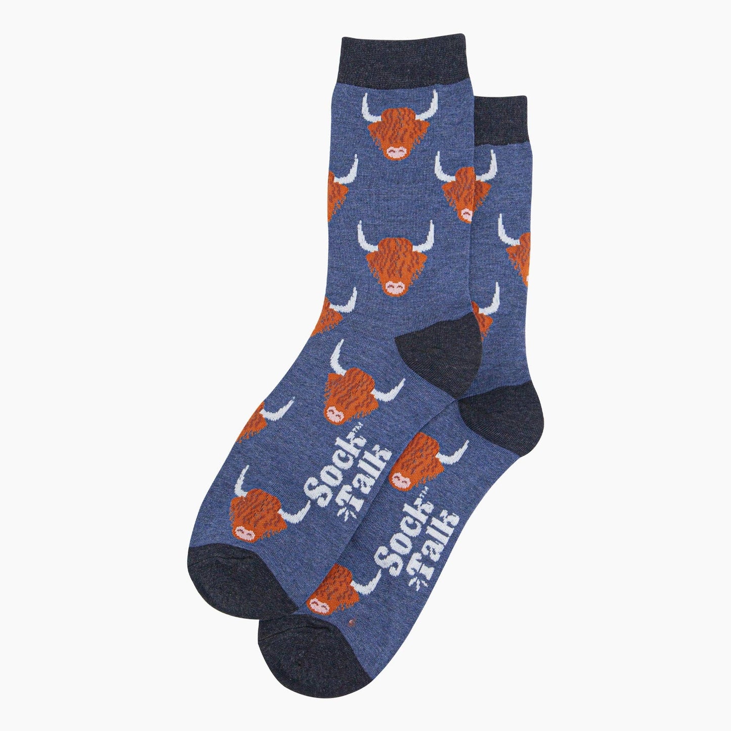 Highland Cow Denim Blue Unisex Socks