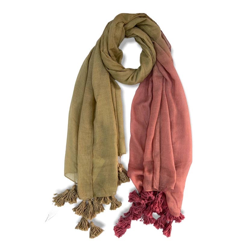 Pink Ombre Tassel Scarf