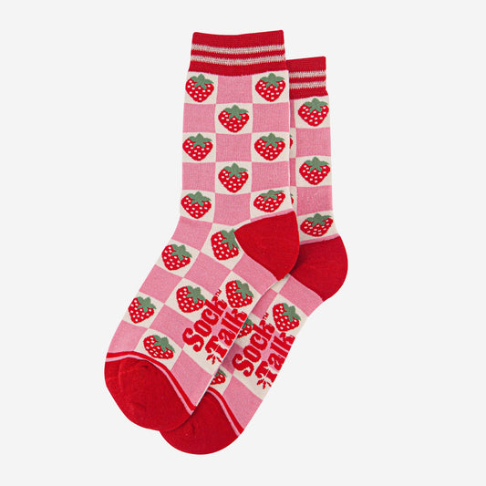 Strawberry Checkerboard Unisex Socks