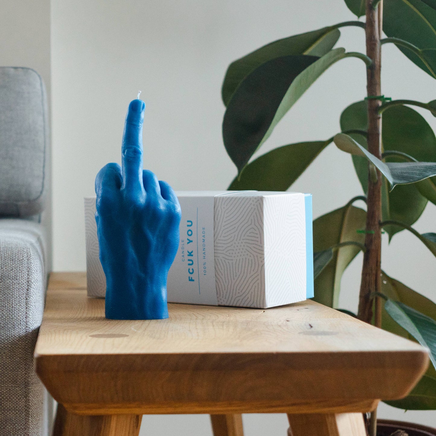 Blue F*ck You Middle Finger Candle