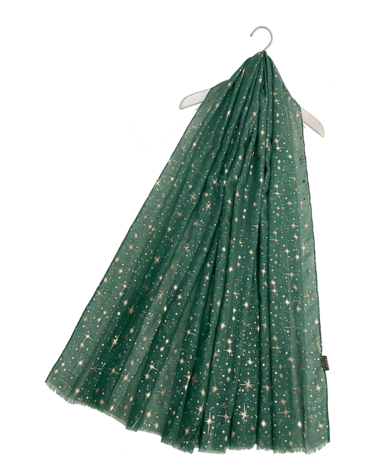Green Galaxy Foil Print Scarf