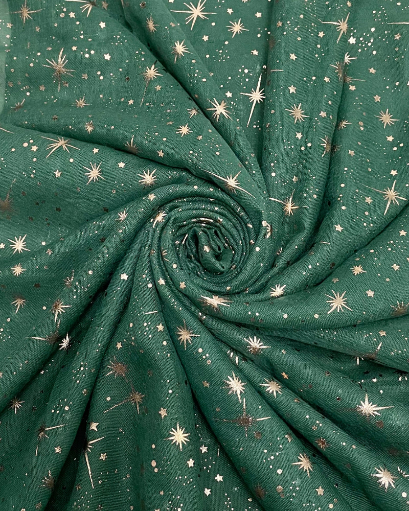Green Galaxy Foil Print Scarf