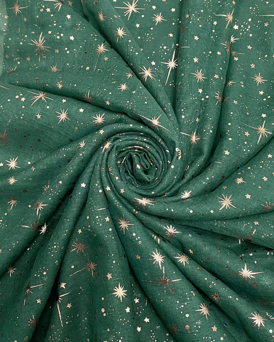 Green Galaxy Foil Print Scarf