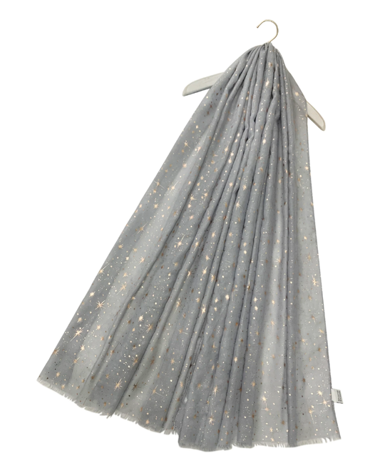 Grey Galaxy Foil Print Scarf