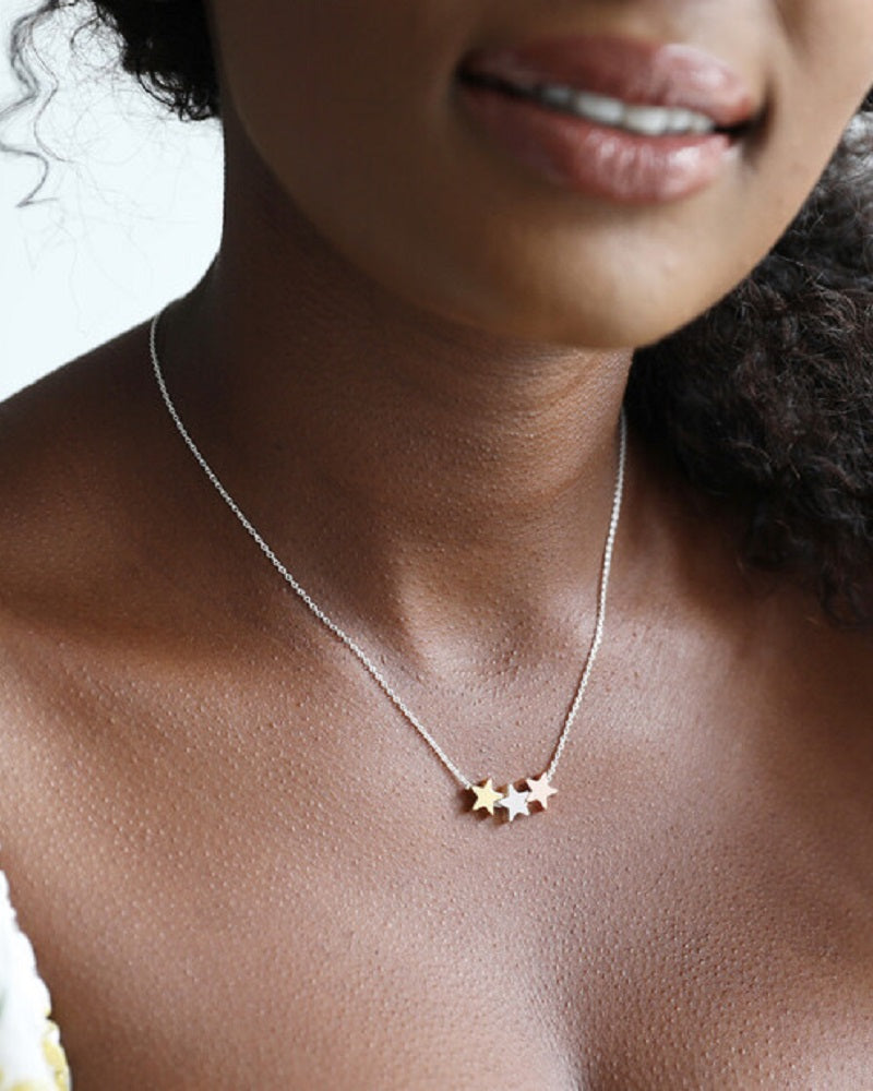 Triple Star Necklace Sterling Silver