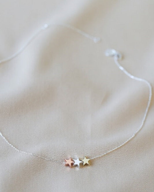 Triple Star Necklace Sterling Silver