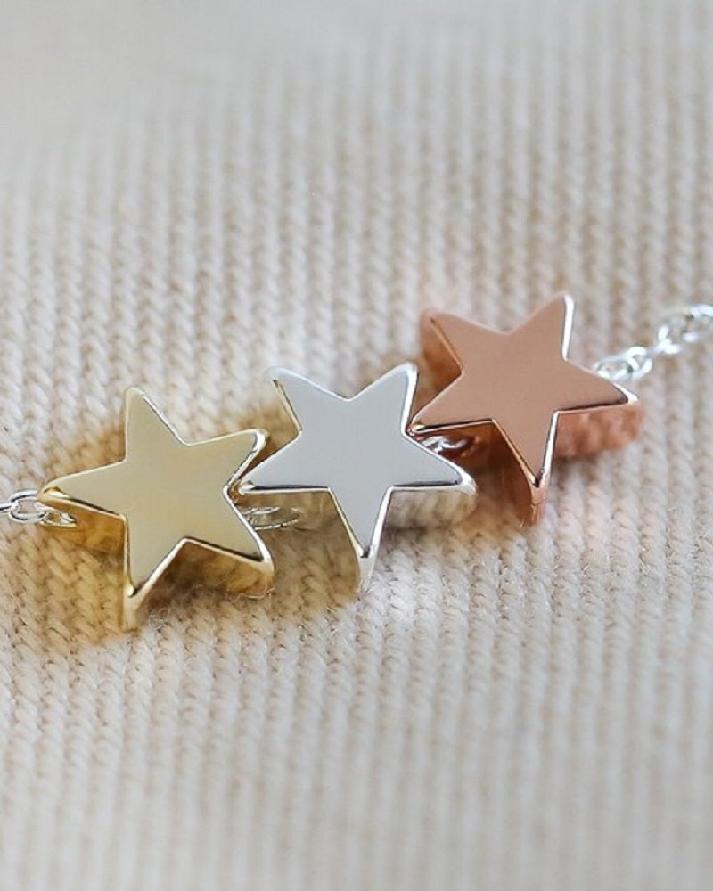 Triple Star Necklace Sterling Silver
