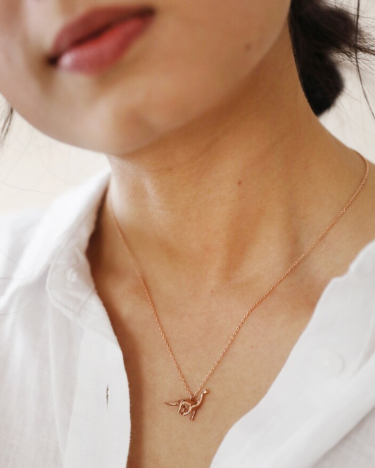 Diplodocus Dinosaur Necklace 18K Rose Gold