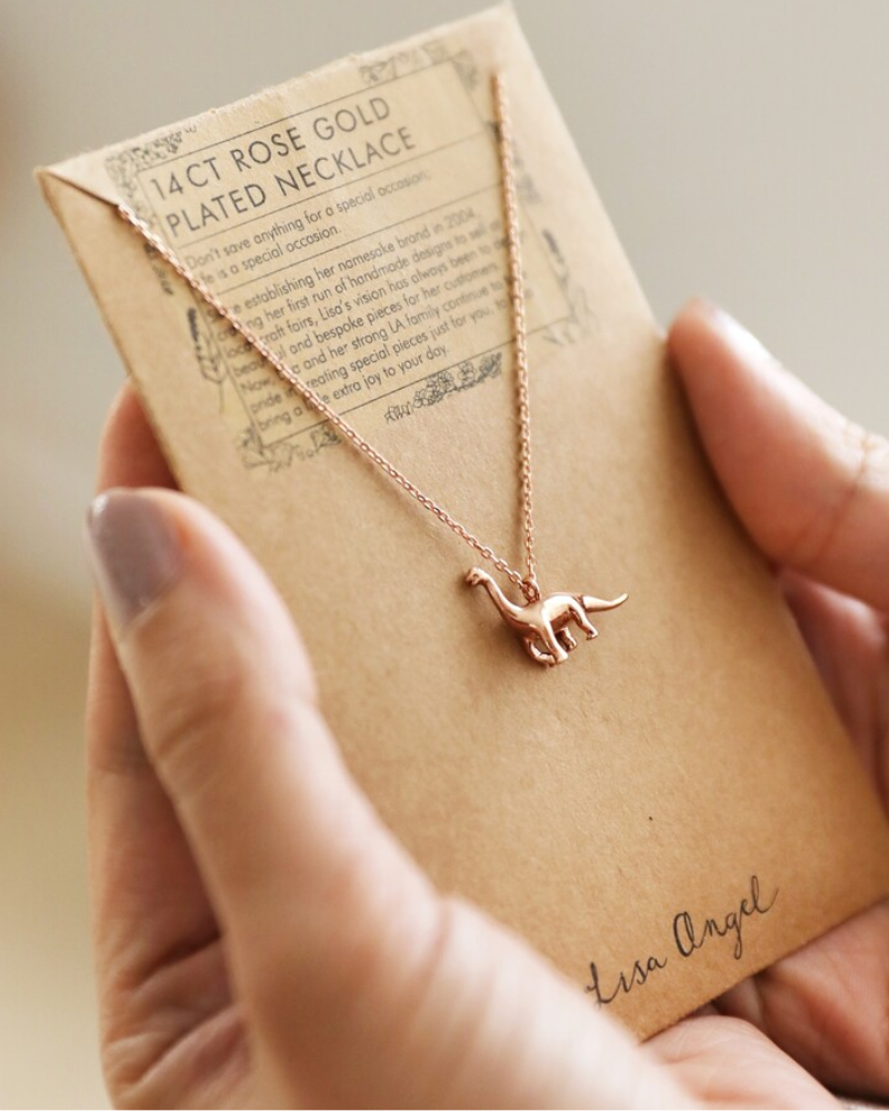 Diplodocus Dinosaur Necklace 18K Rose Gold