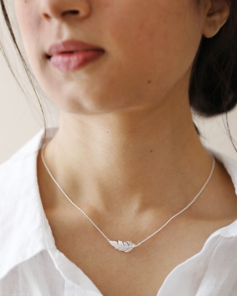 Feather Necklace Sterling Silver