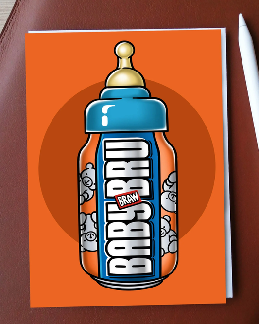 Irn Bru Baby Bru Scottish Greeting Card