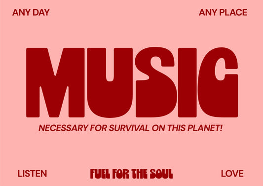 Music Necessary For Survival Typography A4 Print