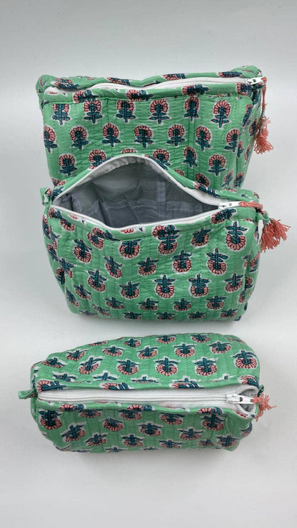 Quilted Kantha Wash Bag In Assorted Sizes