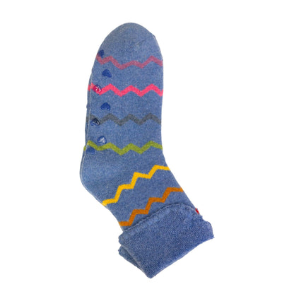 Blue Zig-Zag Non-Slip Cosy Socks