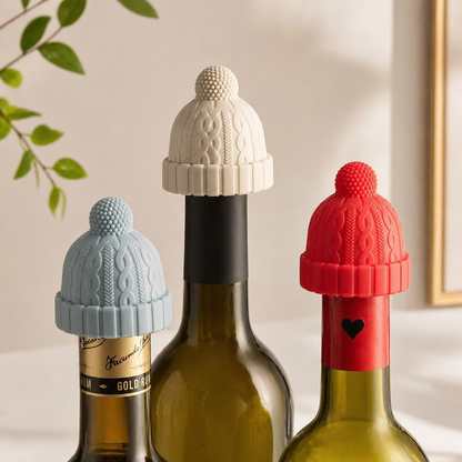 Red Beanie Silicone Bottle Stopper