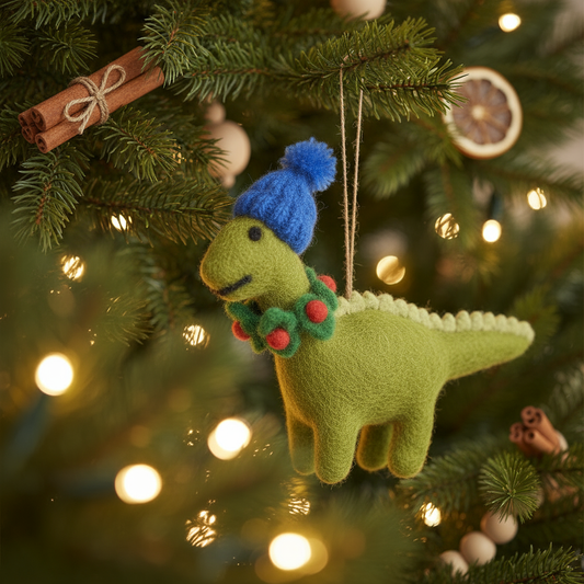Cosy Dinosaur Christmas Decoration