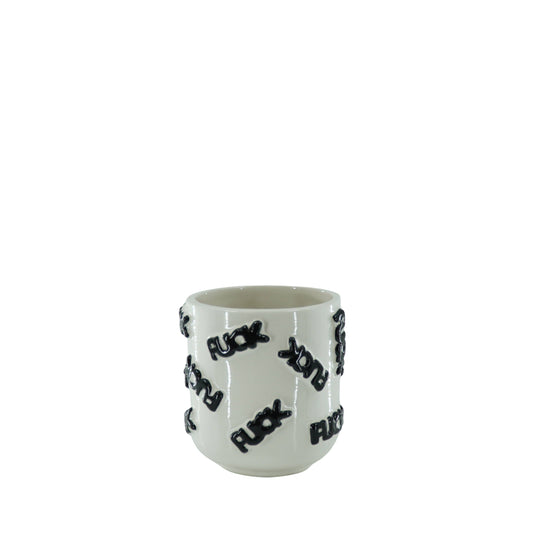 Pot - 'FUCK' - Ceramics - White/Black -11x11x11,5cm